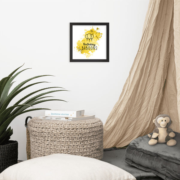 BIRTHDAY BABOONS SPLASH Y | FRAMED POSTER