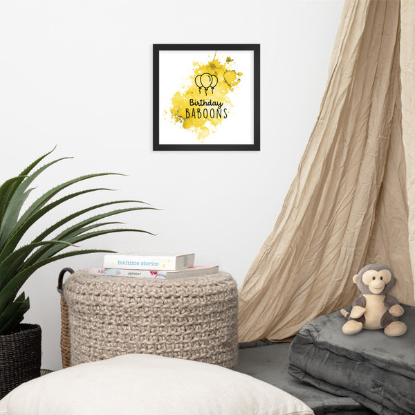 BIRTHDAY BABOONS SPLASH Y | FRAMED POSTER