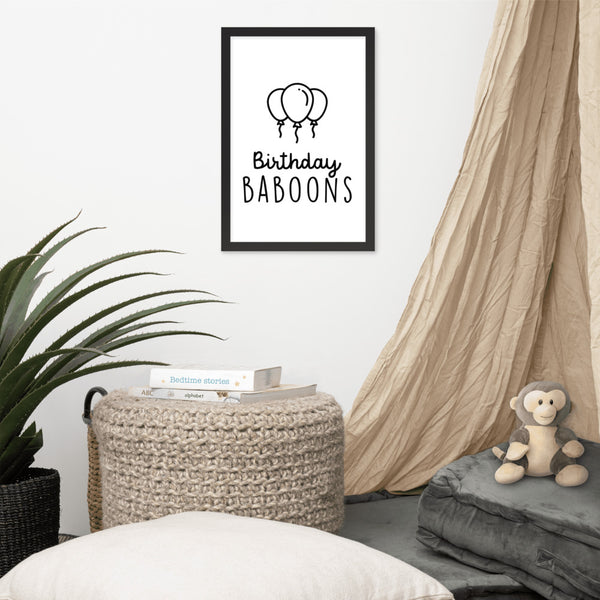 BIRTHDAY BABOONS | Framed poster