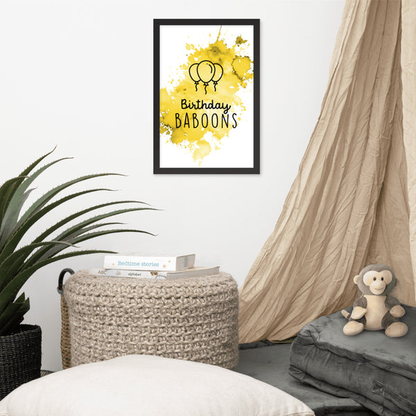 BIRTHDAY BABOONS SPLASH Y | FRAMED POSTER