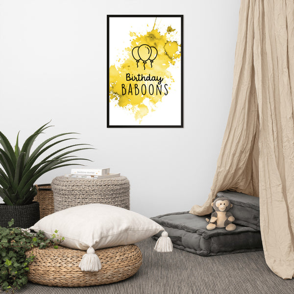 BIRTHDAY BABOONS SPLASH Y | FRAMED POSTER