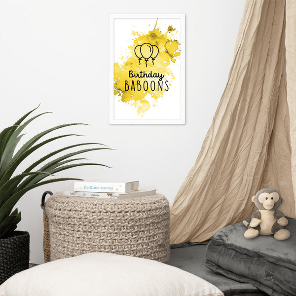 BIRTHDAY BABOONS SPLASH Y | FRAMED POSTER