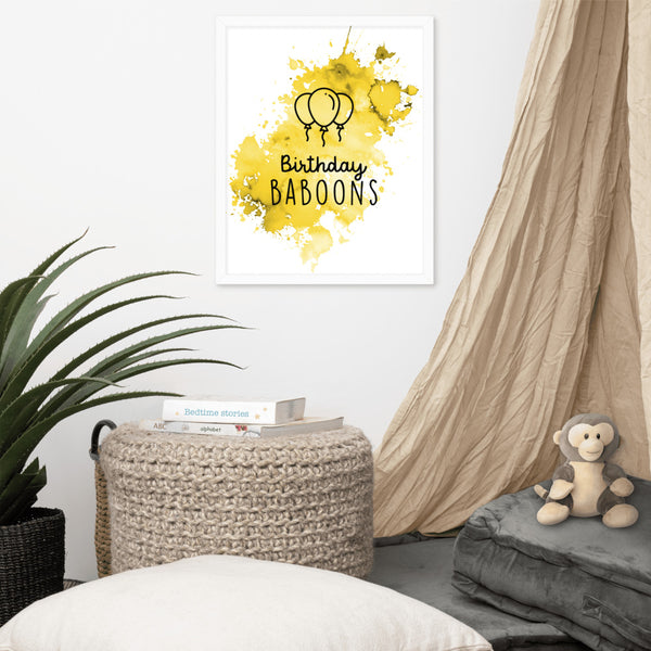 BIRTHDAY BABOONS SPLASH Y | FRAMED POSTER